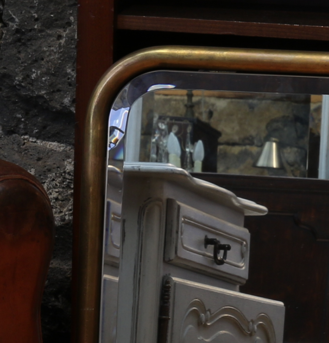 Custom Antiqued Brass Tube Mirror 